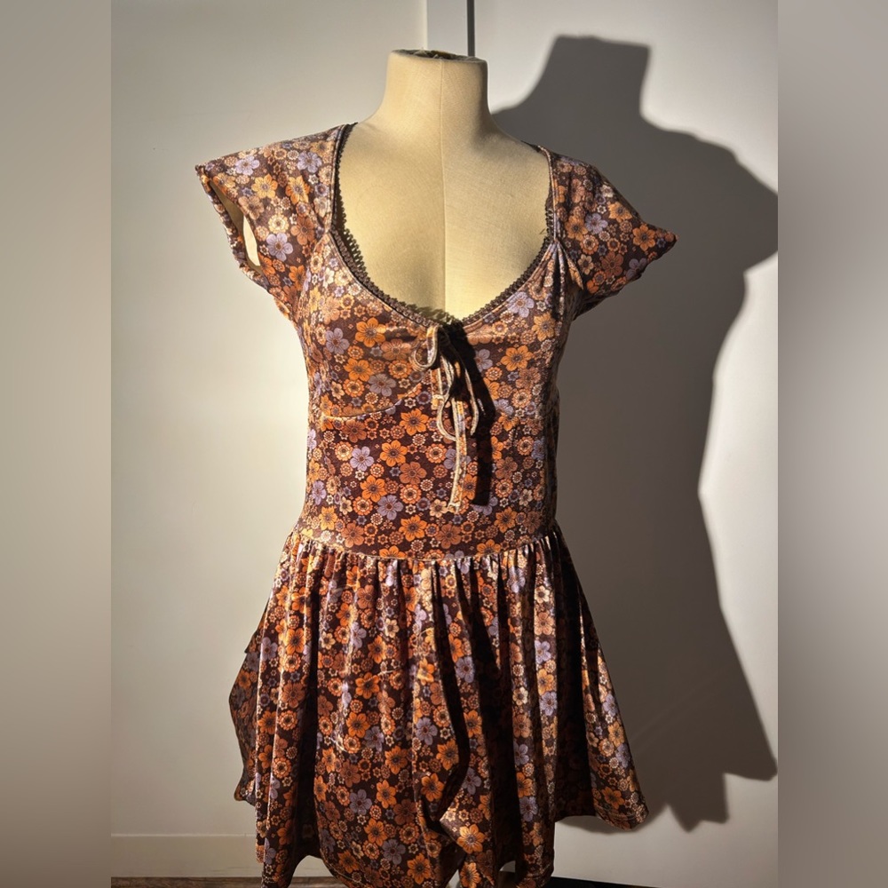 Urban Outfitters UO Velvet Milly Playsuit